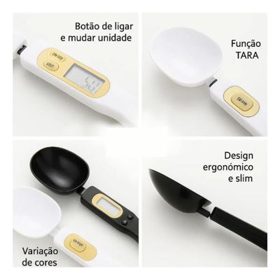 Colher Balança Dosadora Multifuncional Medidor Automático Alimentos 500gr Lcd Dieta Precisão 500 Gramas Eletrônico