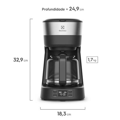 Cafeteira Elétrica Electrolux 30 Xícaras Experience Programável com Timer Cor Inox Preta (ECM25) 220V