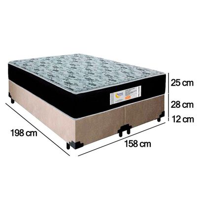 Cama Box Queen Bipartido Suede + Colchão Molas Ensacadas Sereneprime Sonnolux 158x198x65 Cor:bege