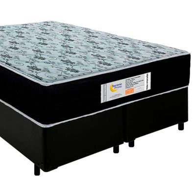 Cama Box Queen Bipartido Sintético + Colchão Molas Ensacadas Sereneprime Sonnolux 158x198x65 Preto