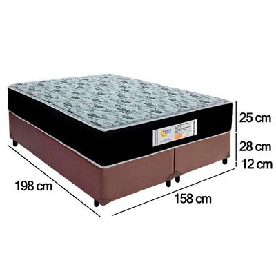Cama Box Queen Bipartido Sintético + Colchão Molas Ensacadas Sereneprime Sonnolux 158x198x65 Cor:marrom