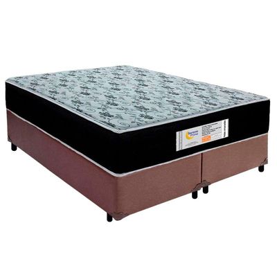 Cama Box Queen Bipartido Sintético + Colchão Molas Ensacadas Sereneprime Sonnolux 158x198x65 Cor:marrom