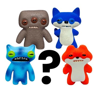 Kit com 5 Mini Bonecos Fuggler 6cm Marrom, Tie-Dye, Azul e Vermelho