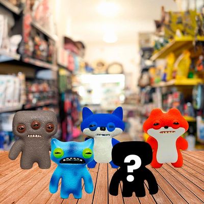 Kit com 5 Mini Bonecos Fuggler 6cm Marrom, Tie-Dye, Azul e Vermelho
