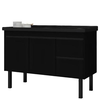 Gabinete Preto Para Cozinha Color Em Madeira Mdf De 1,14 Metros Para Pias De 1,20 Metros - 275 - Primatto
