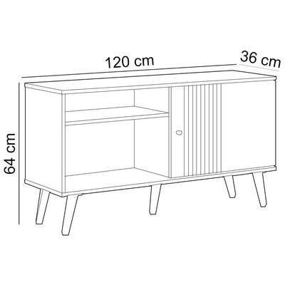 Rack Para Sala De Estar Tv 50 Pol 120cm Pés Palito Odem L05 Nature Off White - Lyam Decor