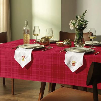 Toalha Mesa Retangular 180x320cm Tartan Vermelha Karsten