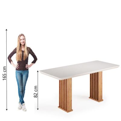 Mesa Sala De Jantar Tampo Com Vidro Mond 2m Madeirado/off White Viero