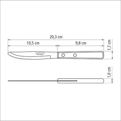 Faca De Mesa Tramontina 4 Inox Cabo Polywood Castanho