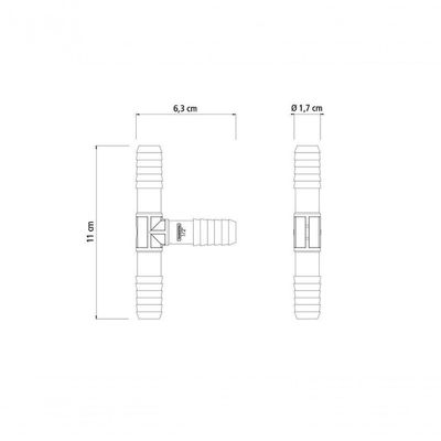 Conexão Tê Interno Triplo Tramontina 1-2" Para Mangueiras De Pebd