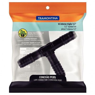 Conexão Tê Interno Triplo Tramontina 1-2" Para Mangueiras De Pebd