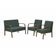 Conjunto Poltrona Jade Braço Madeira Suede Verde