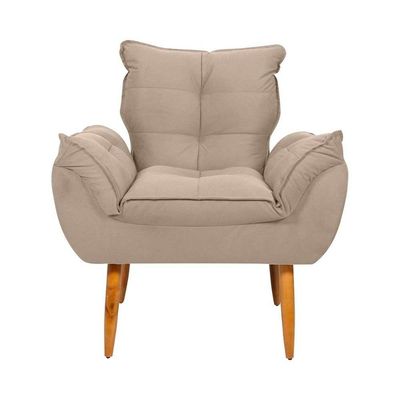 Poltrona Opala Tokio Para Descanço Confortável Toquio Matrix Suede Bege