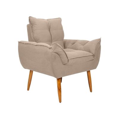 Poltrona Opala Tokio Para Descanço Confortável Toquio Matrix Suede Bege