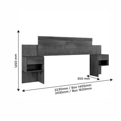 Cabeceira Extensiva Box Manchester Com 2 Mesas De Cabeceira Cinamomo Off