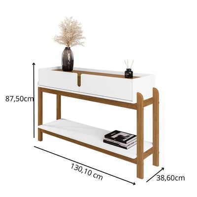 Aparador Lizz - 2 Gavetas Em Mdf-mdp Branco-cedro - Casa D