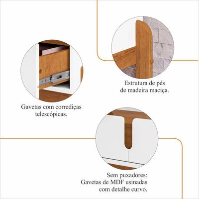 Aparador Lizz - 2 Gavetas Em Mdf-mdp Branco-cedro - Casa D