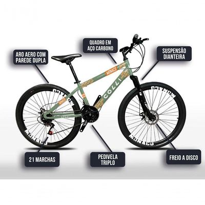 Bicicleta Colli Mônaco Aro 26 Disco 21 V Rapid Fire Cor Vermelho Tamanho Do Quadro 13,5