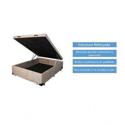 Cama Box Baú Casal 138 Bello Box - Suede Bege