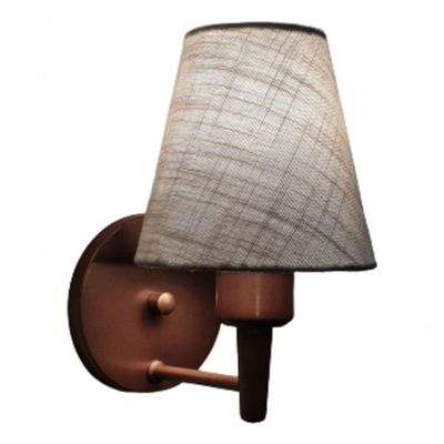 Arandela Cone Md-2004 Base Cobre Cúpula Em Tecido 14-14x07cm Rustico Cinza - Bivolt