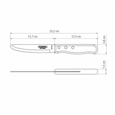 Faca Jumbo Tramontina 5 Aço Inox Cabo Castanho Polywood