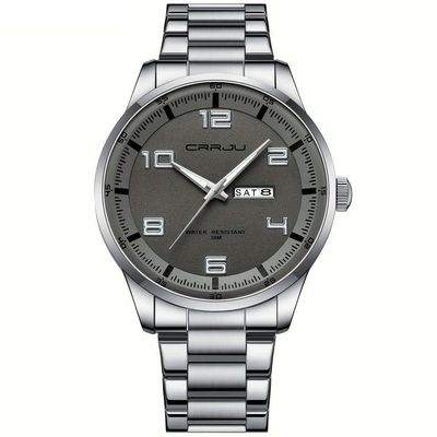 Relógio Masculino Pulseira Em Aço Inoxidável Movimento Quartzo Analógico Cinza