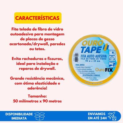 Kit 3 Fitas Telada 90m x 50mm Fibra De Vidro Drywall Gesso Junta Trincas Isopor Auto-adesiva Trançada