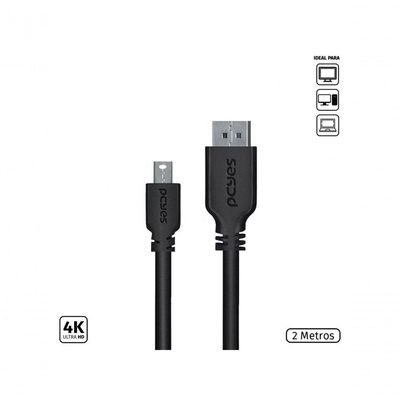 Cabo Mini Displayport Macho Para Displayport Macho V.1.2 28awg Puro Cobre 2 Metros - Pmddpm-2