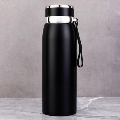 Garrafinha Térmica Aço Inox 800ml água Gelada Quente Com Vedação Academia Trilha Preto