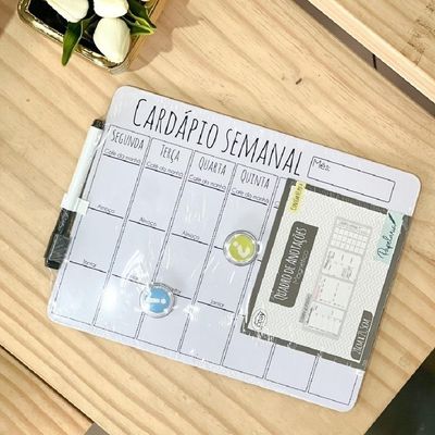 Lousa Magnética Cardápio Semanal 28×21 Cm Planner De Refeições Com Caneta E ímãs Para Geladeira