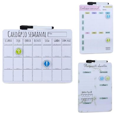 Lousa Magnética Cardápio Semanal 28×21 Cm Planner De Refeições Com Caneta E ímãs Para Geladeira
