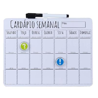 Lousa Magnética Cardápio Semanal 28×21 Cm Planner De Refeições Com Caneta E ímãs Para Geladeira