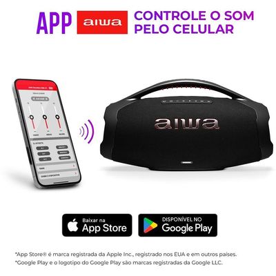 Caixa De Som Boombox Plus Aiwa BBS-01B 200W BT 30H IP66 USB