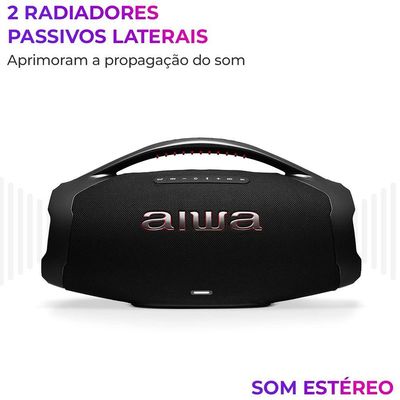 Caixa De Som Boombox Plus Aiwa BBS-01B 200W BT 30H IP66 USB