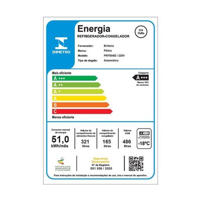 Geladeira 486L Philco Inverter SidebySide Inox PRF504ID 220V