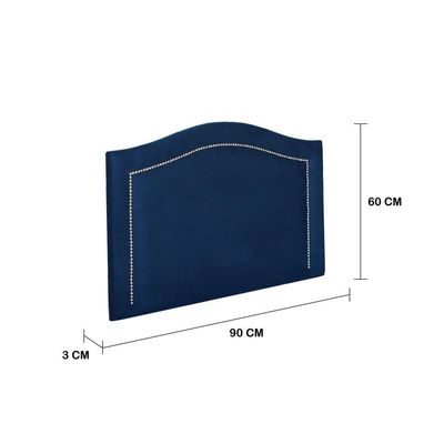 Cabeceira Solteiro Curva Luxo 90x60 Suede Azul - Tachas Prata