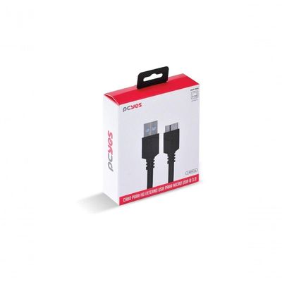 Cabo Para Hd Externo Usb A 3.0 Macho Para Micro Usb B 3.0 (10 Pinos) Macho 28awg Puro Cobre 3 Metros - Puamcm3-3