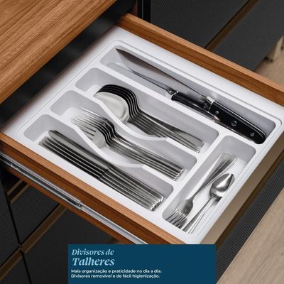 Cozinha Modulada Proença 6 Peças Com Paneleiro 1 Forno E Aéreo 120cm Ripado Nogueira Touch/Carbono Prime Tx - Demartêz