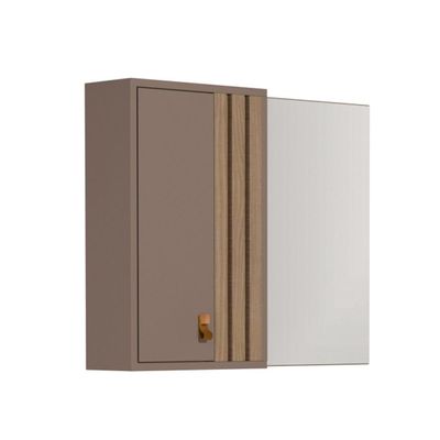 Espelheira Ariel 80cm Com Detalhe Ripado Havana/jequitibá