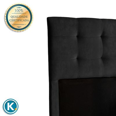 Cabeceira Estofada Solteiro Alice Nature Veludo Preto 88x136