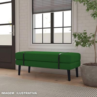 Banco Estofado Viena 1,20m Suede Verde - Inova Decorações