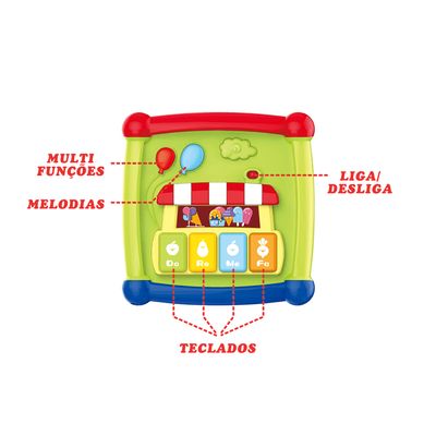 Brinquedo Cubo Musical Interativo c/ 11 Blocos FBB698 - Fenix