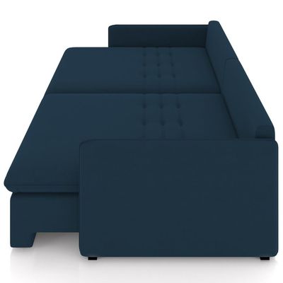 Sofá Cama Retrátil Para Sala de Estar 234cm Una K01 Veludo Azul Marinho - Lyam Decor