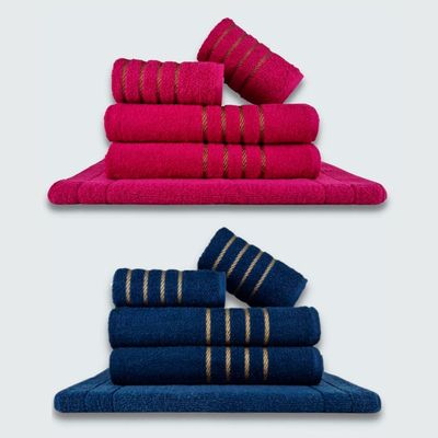 Jogo de Toalhas 10 pçs Coleção Montreal 100% Algodão Rosa+Azul
