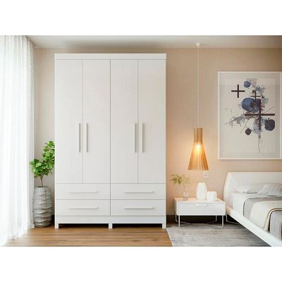 Guarda-Roupa Solteiro Majestic 4 Portas 4 Gavetas Branco