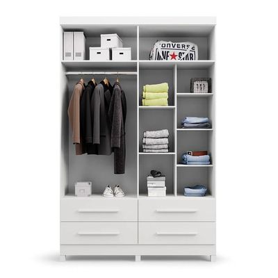 Guarda-Roupa Solteiro Majestic 4 Portas 4 Gavetas Branco