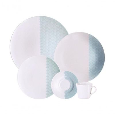 Aparelho De Jantar Tramontina Aquarius Em Porcelana Decorada 20 Peças