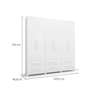 Guarda-Roupa Casal Majestic 6 Portas 6 Gavetas Branco