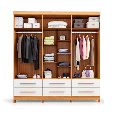 Guarda-Roupa Casal Majestic 6 Portas 6 Gavetas Off White e Freijó