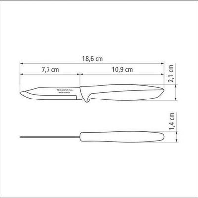 Faca Para Legumes E Frutas Tramontina Plenus Inox Off White 3"